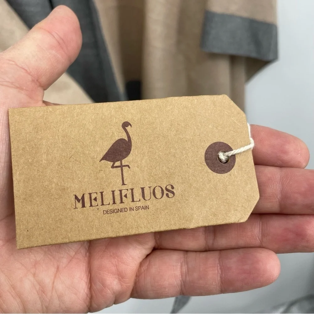NWT MELIFLUOS Shawl Pashmina Shawl gray‎ tan one size reversible
